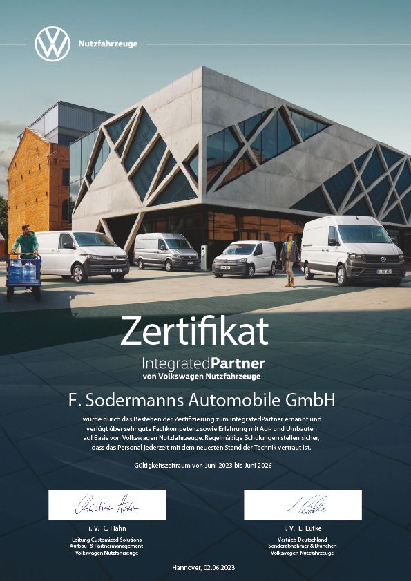 Volkswagen Zertifikat, behindertengerechter Fahrzeugumbau mit Qualität, Sodermanns
