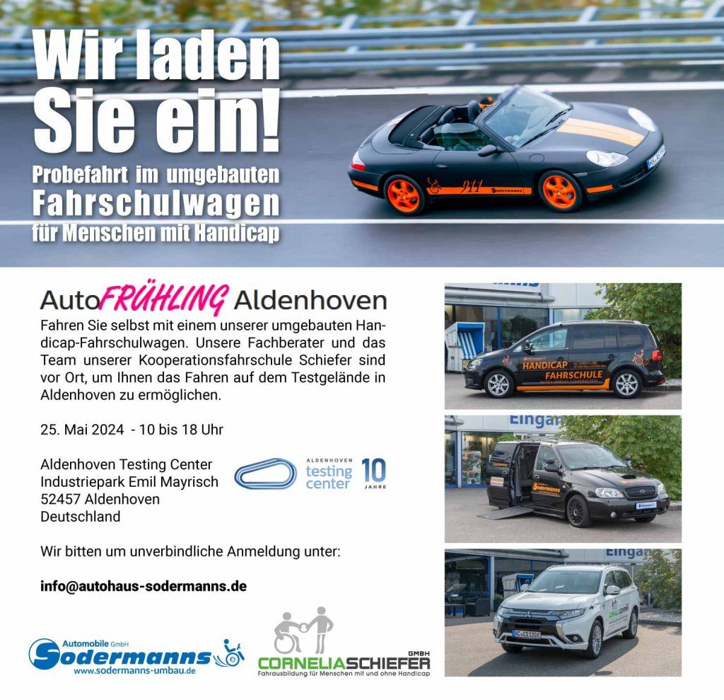 Autofrühling_web Aldenhoven Autofrühling Probefahrt im umgebauten Fahrschulwagen für Menschen mit Behinderung