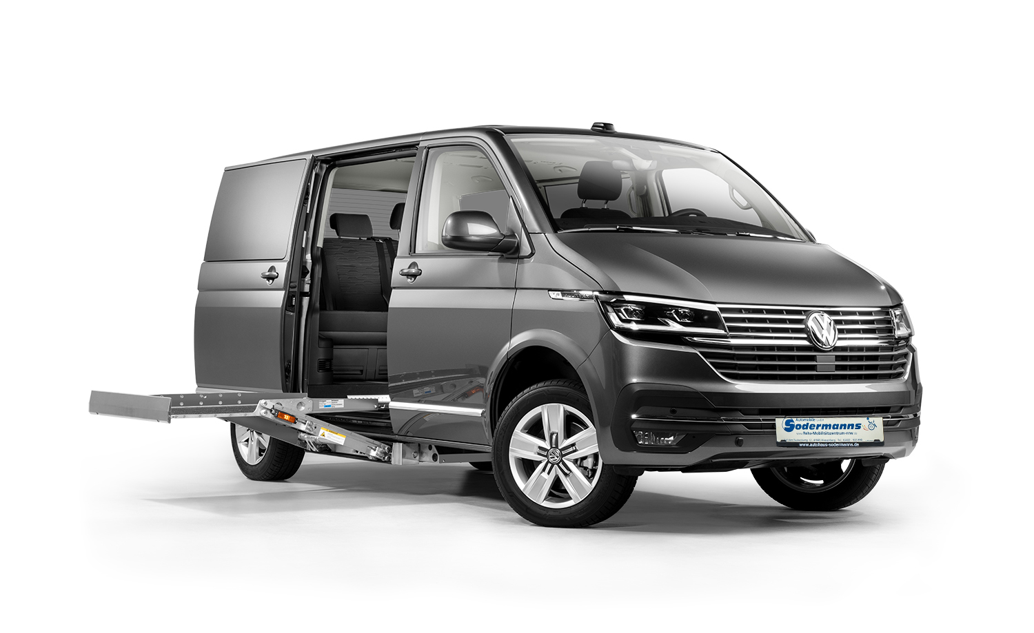 Behindertengerechter Volkswagen T6.1, Selbstfahrerumbau, seitlicher Kassettenlift, Bodenbegradigung, Space Drive, Sodermanns