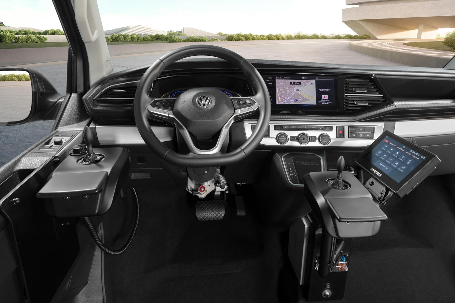 Behindertengerechter Volkswagen T6.1, Selbstfahrerumbau, seitlicher Kassettenlift, Bodenbegradigung, Space Drive, Sodermanns