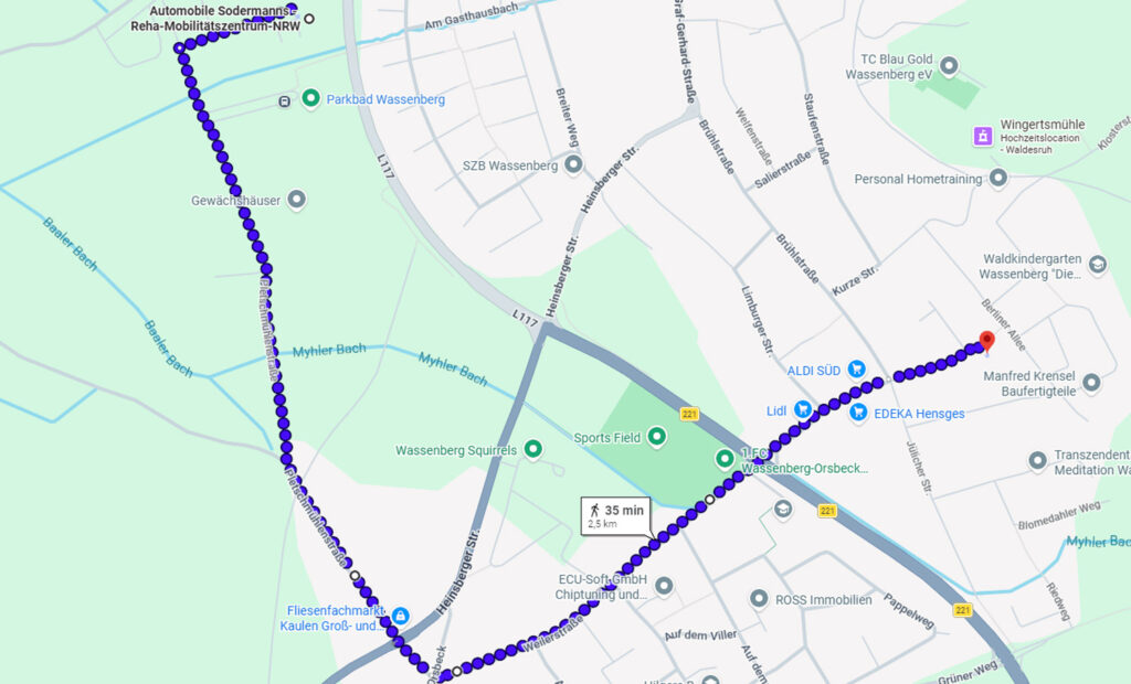 Fußweg-Ackerstraße-zu-Sodermanns Spazieren von der Ferienwohnung zu Sodermanns