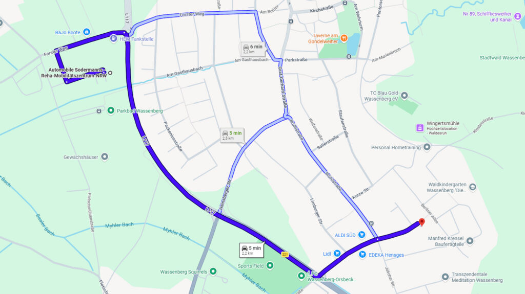 Route-Ackerstraße-zu-Sodermanns Ihr Weg von der Ferienwohnung zu Sodermanns