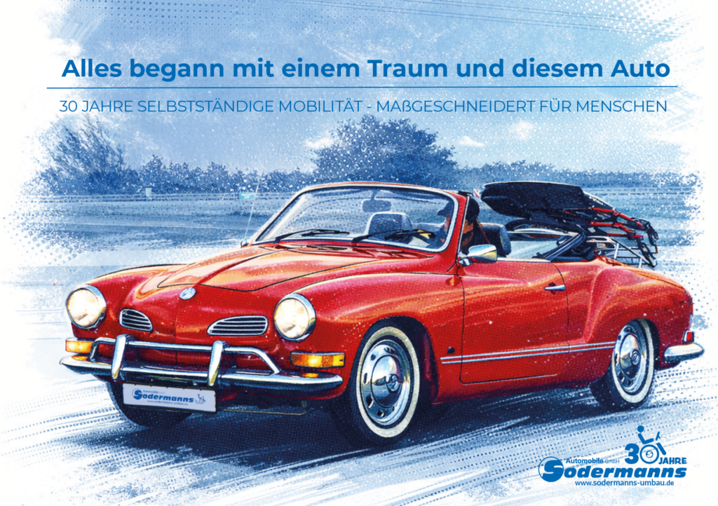 Titelbild Jubiläumsbroschüre Sodermanns Chronik Titelbild der Jubiläumsbroschüre zum 30 jährigen Bestehen von Automobile Sodermanns, Karmann Ghia